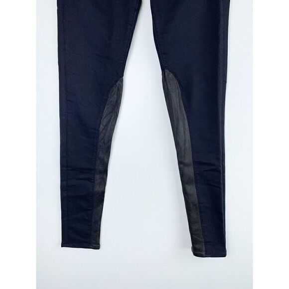 rag & bone Leather Panel Skinny Jodhpur Equestrian Jeans Jeggings 25 Midnight - Picture 3 of 6